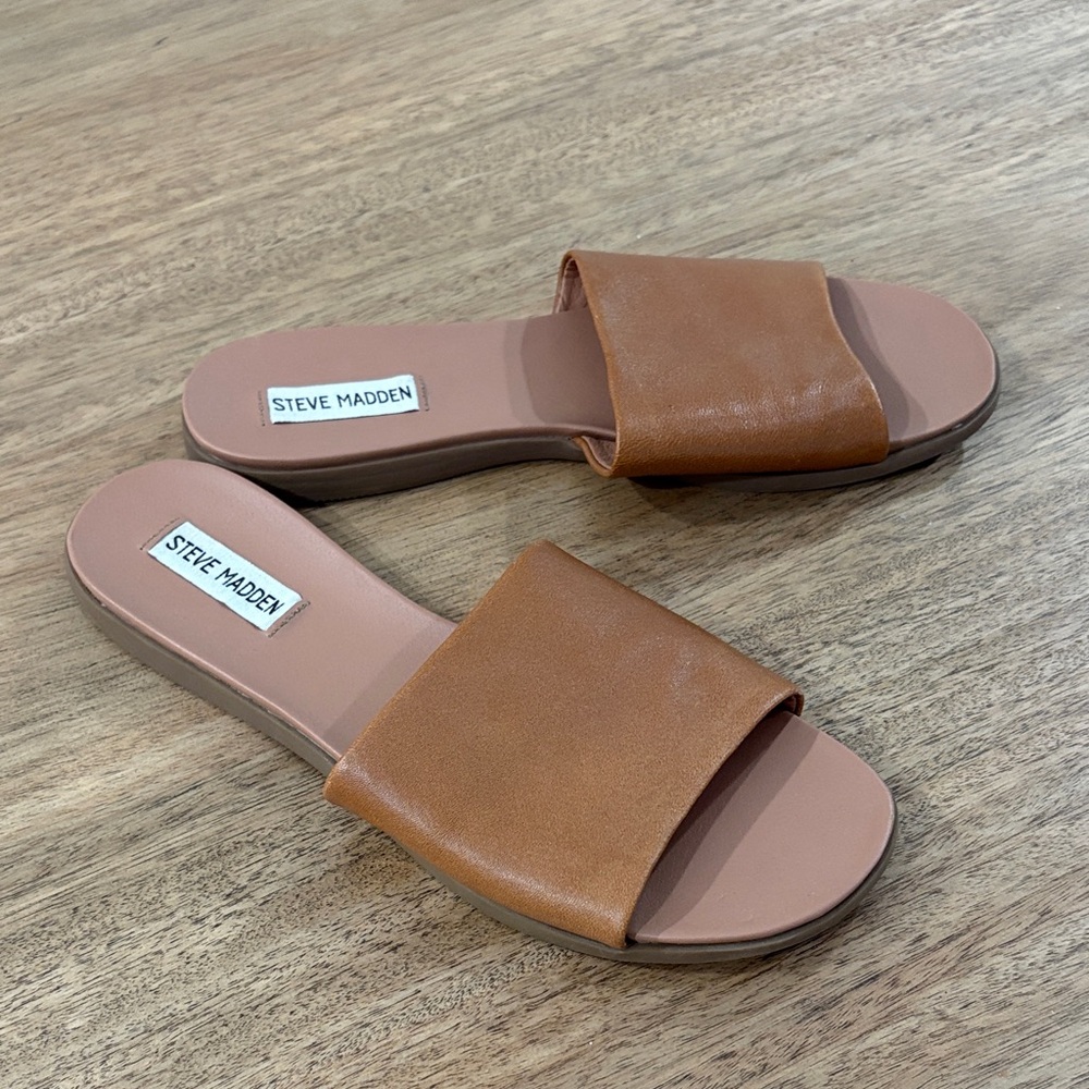 Steve Madden Brown Slide Sandals